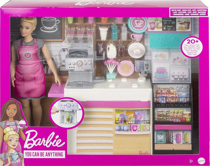 Barbie Cafetería con muñeca y más de 20 piezas realistas