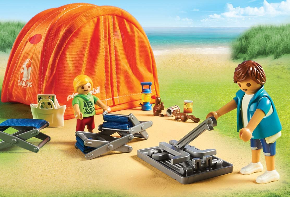 Playmobil 70089 Tenda de Brinquedo Diversão em Família com Acessórios de Acampamento