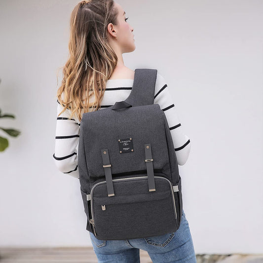 Bebamour - Mochila Escolar para Laptop Clássica à Prova D'água - Cinza Escuro