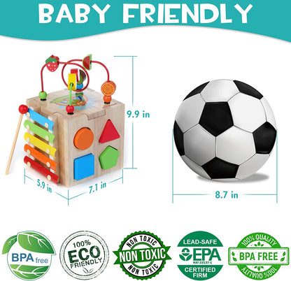 HELLOWOOD - Cubo para Atividade de Madeira Labirinto de Miçangas 1+