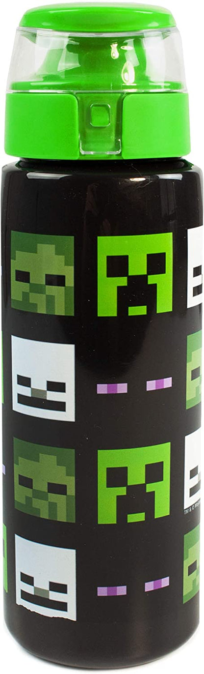 Minecraft Garrafa de água esportiva infantil creeper zumbi transparente preto c25oz