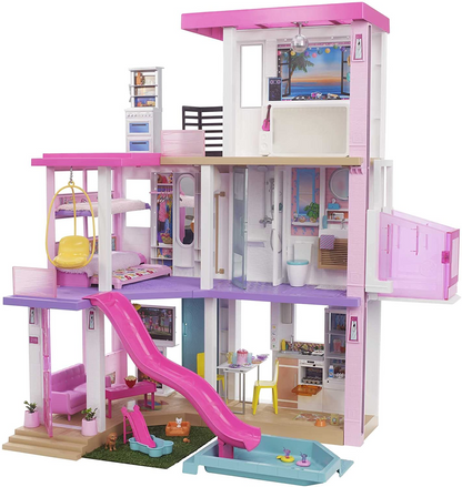 Casa de bonecas Barbie, jogo portátil de 1 andar com piscina e acessórios