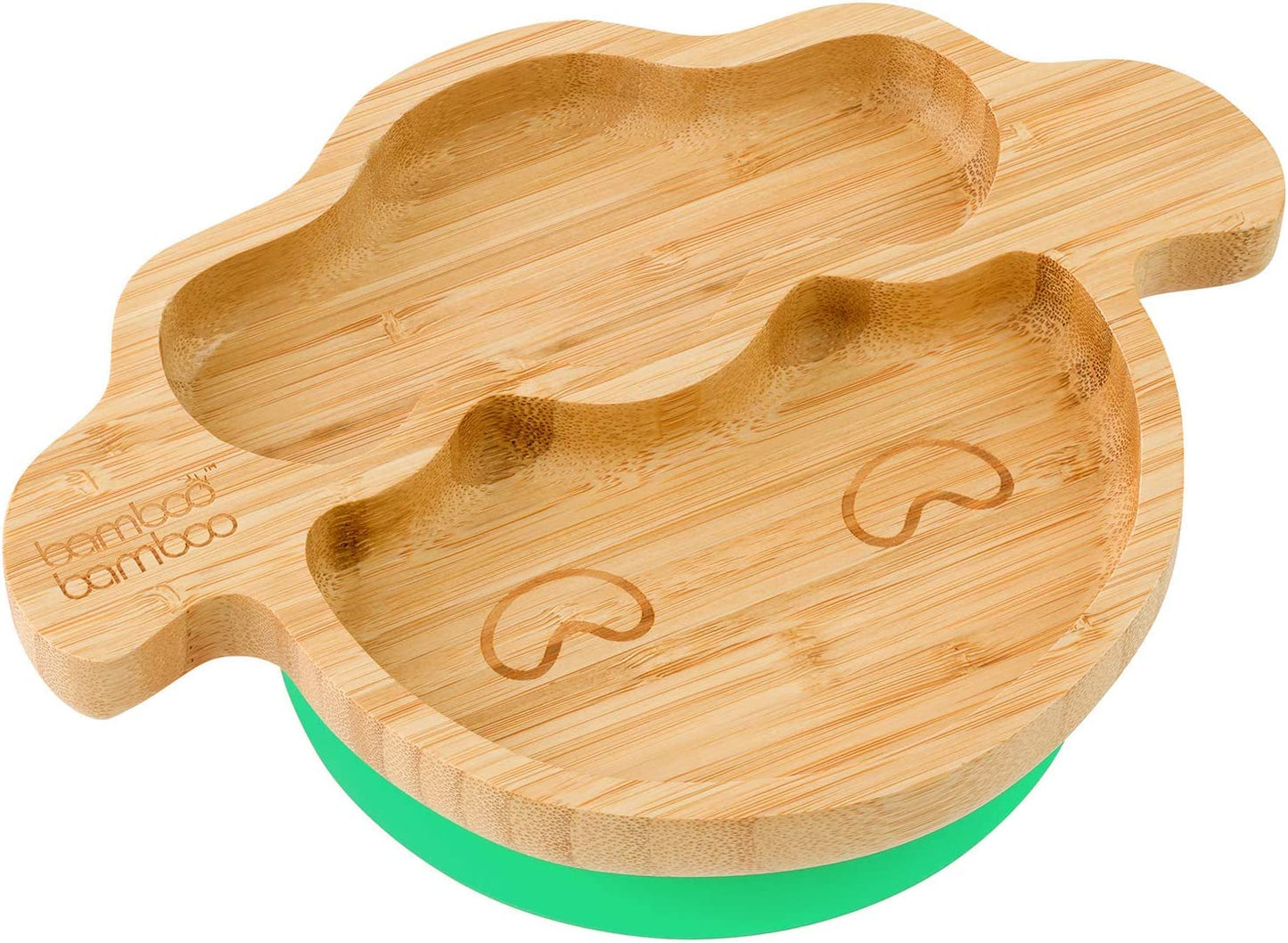 bamboo bamboo Placa de Bambu para Bebês – Crianças e Crianças com Ventosa para Bebês | Não Tóxico | Legal ao toque | Ideal para Baby-Led Weaning (Cordeiro, Verde)