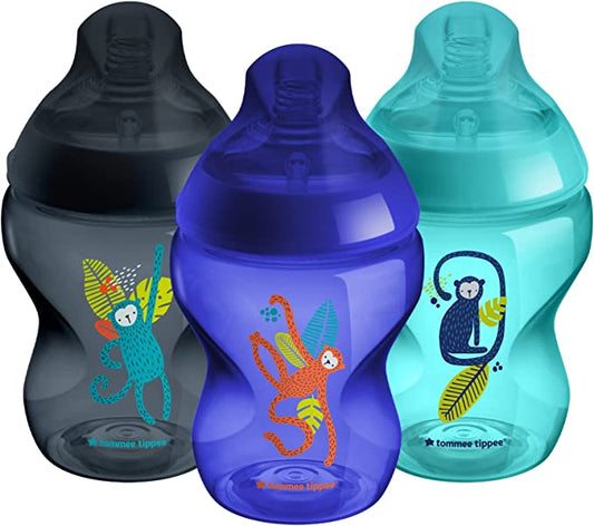 Tommee Tippee Mamadeiras Anti-Cólicas 260ml Kit com 3 peças Jungle Blues