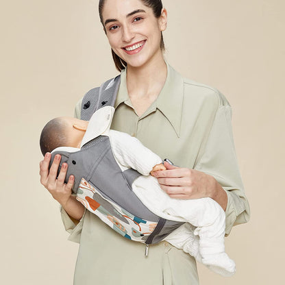 Bebamour de bebê Canguru recém-nascido para criança pequena Porta bebê HipSeat 12 formas de transporte com capuz de cabeça, 2 pçs Canguru (Porta bebê, cinza)