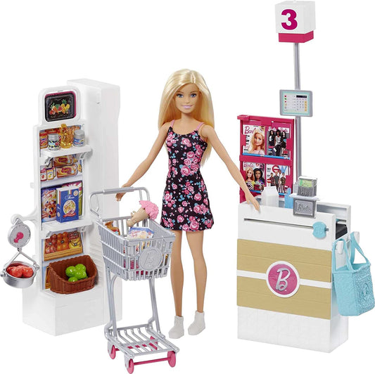 Boneca Barbie - Mercearia com carrinho de rodinhas