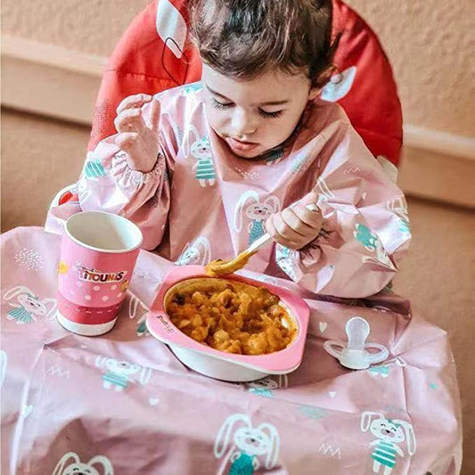 Bebamour - Macacão de Alimentação com Mangas 6+ - Coelho Rosa