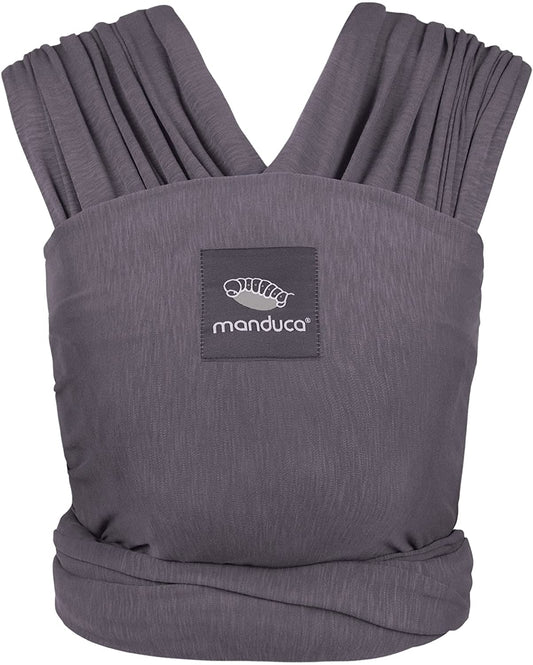 manduca Sling > Fular y portabebés elástico < Producto de algodón orgánico certificado GOTS para bebés, adecuado para recién nacidos y bebés desde el nacimiento hasta 15 kg (pizarra/gris oscuro, 5,10 m x 0,60 m)