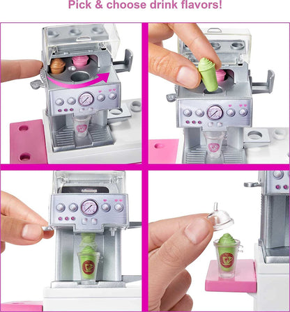 Barbie Cafetería con muñeca y más de 20 piezas realistas
