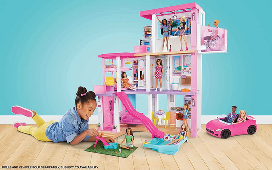Barbie Dreamhouse Casa de muñecas de 3 pisos con piscina y tobogán, salón de fiestas y ascensor