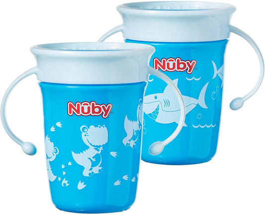 Nuby Sipeez 360° Wonder Mini Vasos, Colores Surtidos, Kit de 2 Unidades