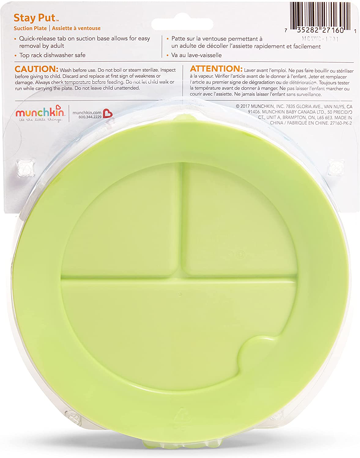 Munchkin® Stay Put™ Prato Infantil com Sucção Dividida, Verde