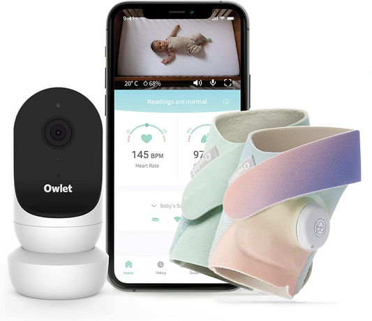 Owlet Monitor Duo - Cam e Smart Sock 3 - Baby Monitor com Câmera de Vídeo HD - Visão Noturna e Áudio - Rastreie Frequência Cardíaca, Oxigênio e Tendências do Sono (0 a 18 meses)