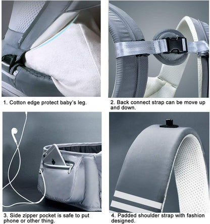 Bebamour - Canguru de Transporte de Bebê - 3 babadores - Dobrável - Air Blush Pink