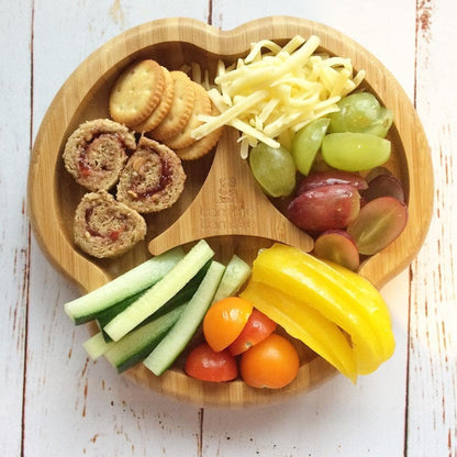 bamboo bamboo Placa de Bambu para Bebês – Crianças e Crianças com Ventosa para Bebês | Não Tóxico | Legal ao toque | Ideal para Baby-Led Weaning (Divisor, Rosa)