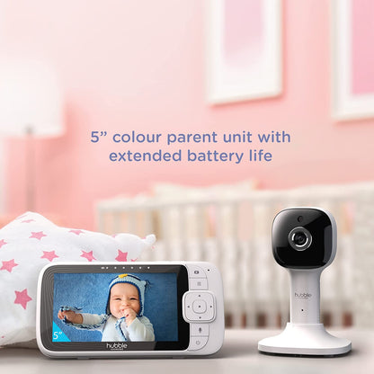 Hubble Connected Babá Eletrônica Vídeo com tela de 5" polegadas