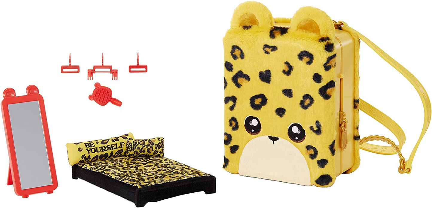 Na Na Na Surprise 575696 - Mochila 3 em 1 Quarto Playset JENNEL Bolsa fuzzy Jaguar