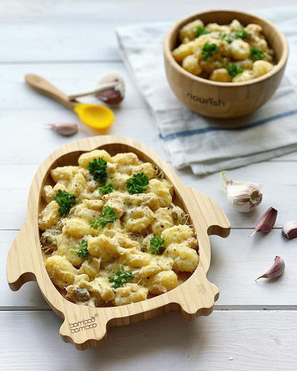 bamboo bamboo de Bambu para Bebês Placa – Crianças e Crianças com Ventosa para Bebês | Não Tóxico | Legal ao toque | Ideal para Baby-Led Weaning (Penguin, Rosa)