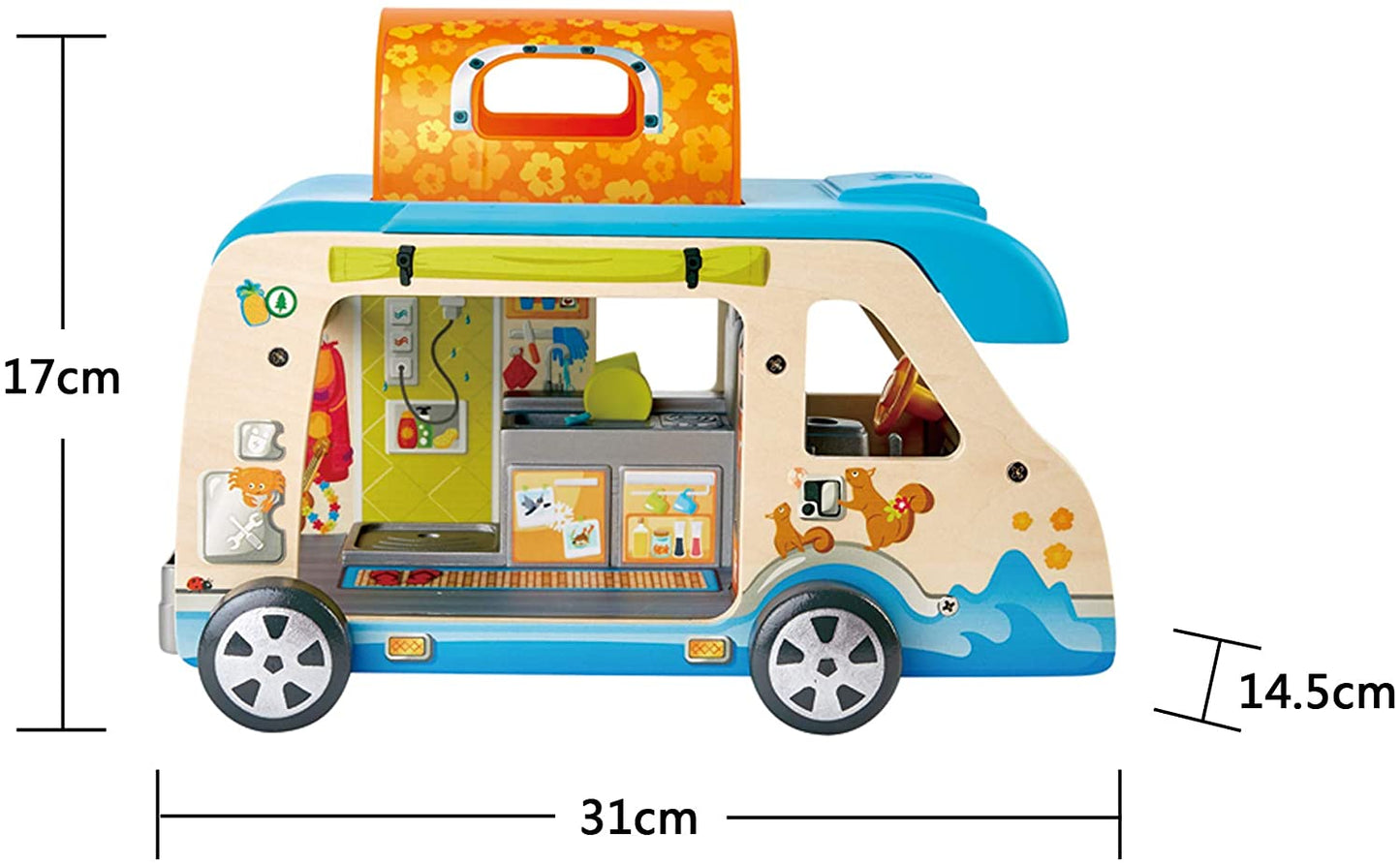 Hape Adventure Van E3407 - Minivan de bonecas completa com acessórios