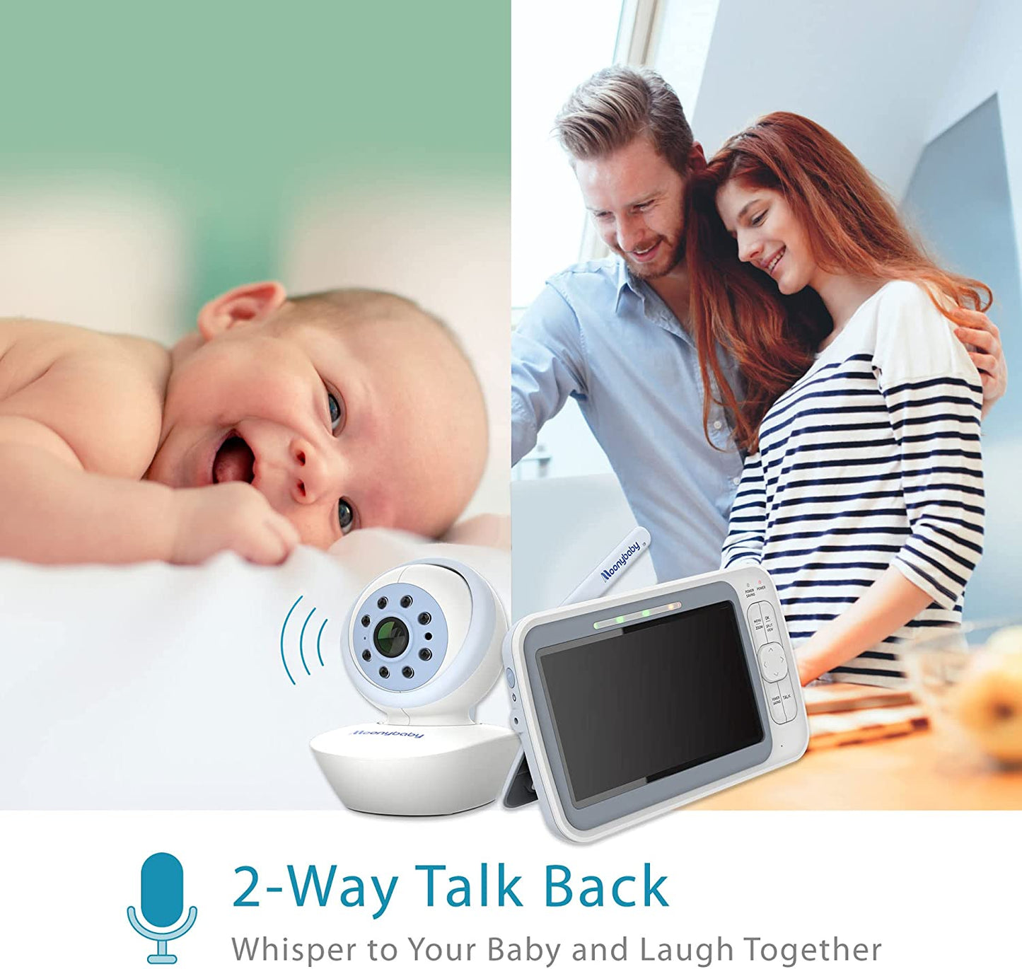Monitor de bebê Moonybaby QuadView 60 com câmeras remotas Pan Tilt