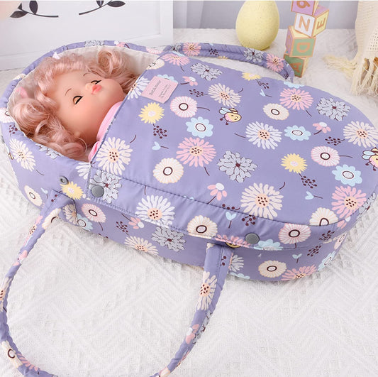 Bebamour - Saco de Dormir para Bonecas com Travesseiro Cobertor Alças - Roxo Girassol