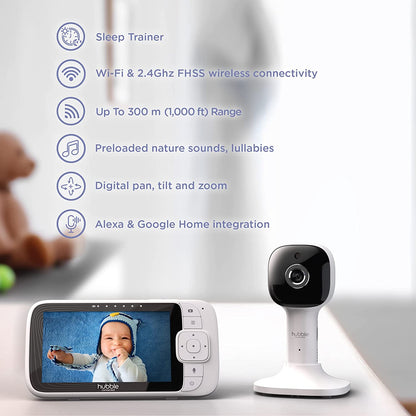 Hubble Connected Babá Eletrônica Vídeo com tela de 5" polegadas