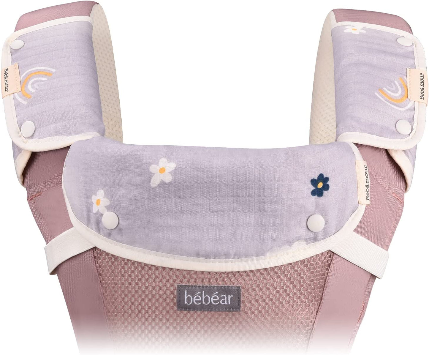 Bebamour - Almofadas de Dentição 3 peças - Flores Cinza