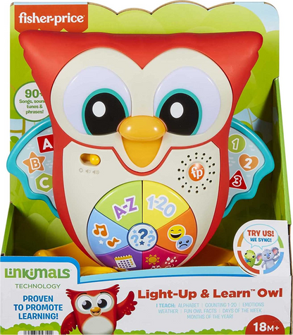Fisher-Price Linkimals Light-Up & Learn Owl, brinquedo de aprendizagem musical interativo com luzes e movimento para crianças de 18 meses ou mais