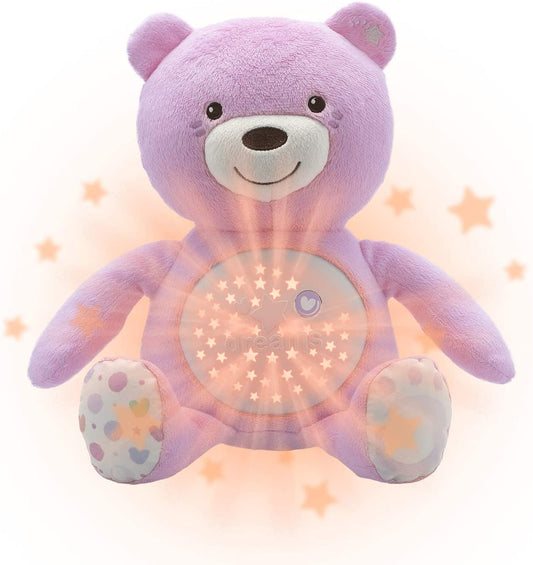 Chicco First Dreams -  Bebê urso rosa musical com luz noturna - Brinquedo pelúcia
