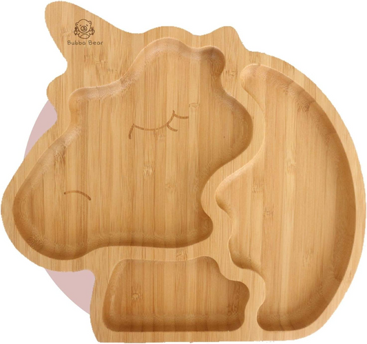 Bubba Bear ® Conjunto de placas de sucção para bebês | Feito com Bambu Natural | Placas de sucção para desmamar e alimentar crianças pequenas (6 a 12 meses)