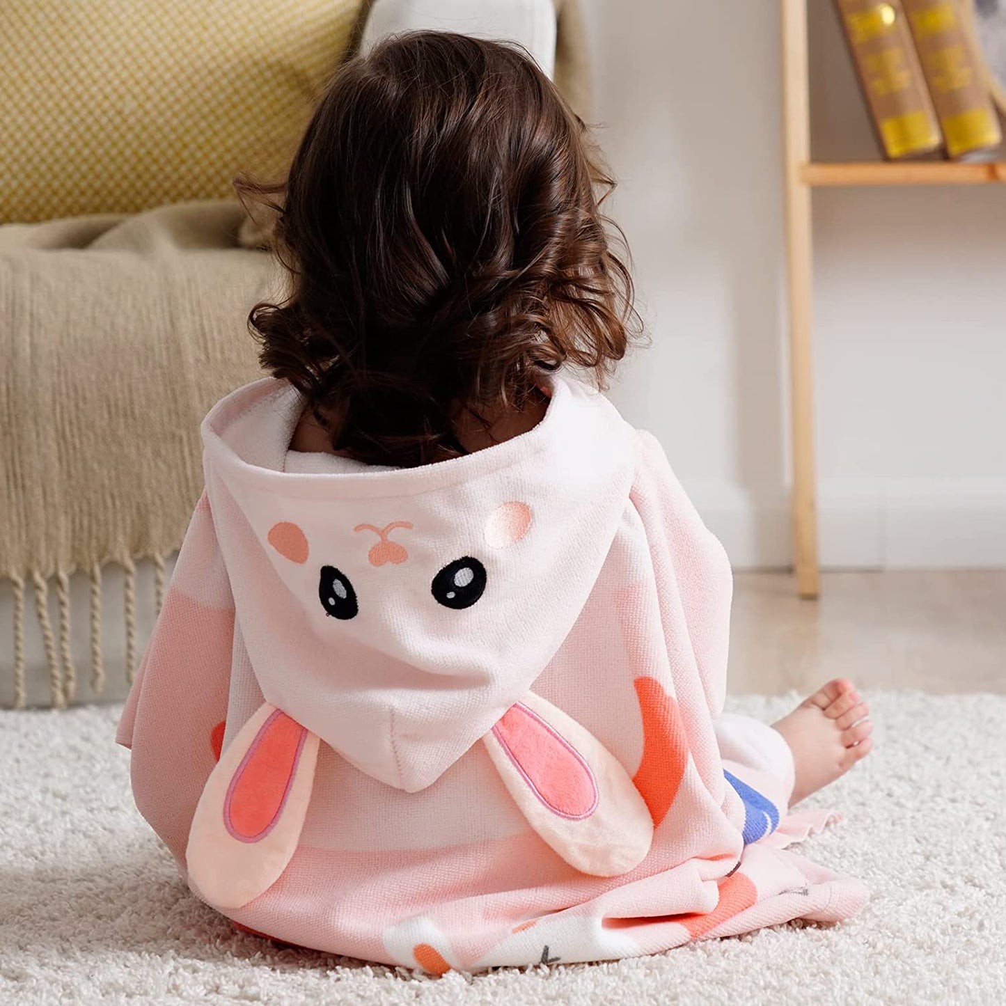 Bebamour - Toallas con capucha 100% Algodón 60x65 - 0-6 años - Conejo Rosa 