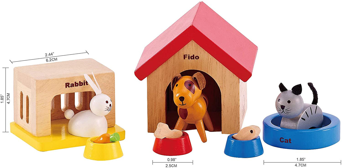 Hape - Animais de estimação - Acessórios para casas de bonecas de madeira