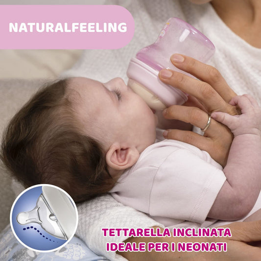 Chicco - Mamadeira Vidro Anti-Cólica Natural Feeling Silicone 250ml / Cor Neutra - (0 Meses+)