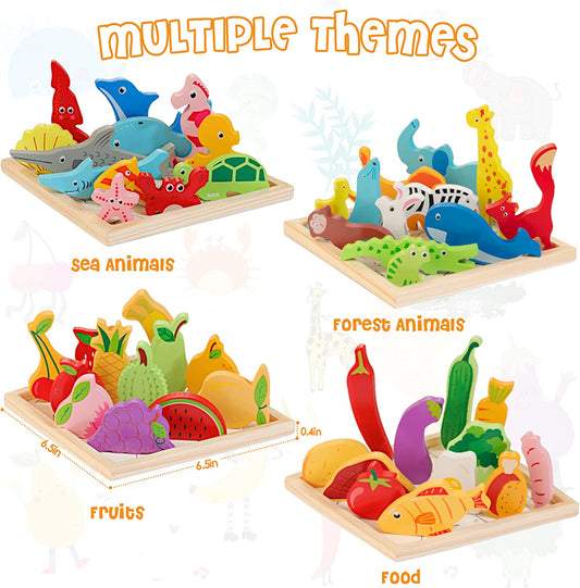 HELLOWOOD - Puzzles de Madera - 4 Packs 3D con Varias Temáticas - 