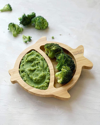 bamboo bamboo Placa de Bambu para Bebês – Crianças e Crianças com Ventosa para Bebês | Não Tóxico | Legal ao toque | Ideal para Baby-Led Weaning (Peixe, Amarela)