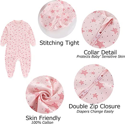 MAMIMAKA Pijamas unisex para bebé recién nacido, pijamas de algodón con cremallera de 2 vías para dormir y jugar, edades de 4,0 a 18 meses