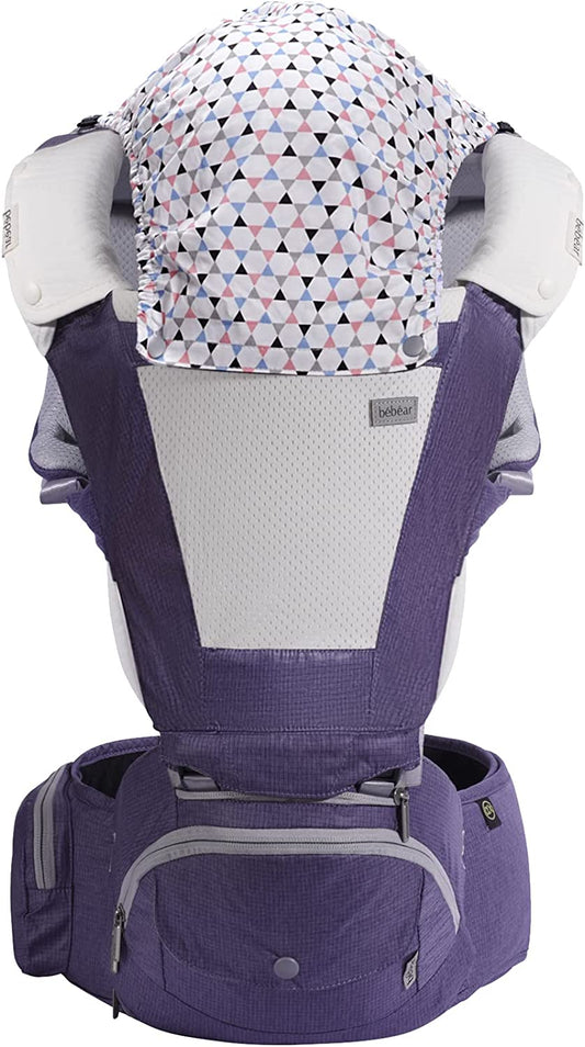 Bebamour - Canguru de Transporte de Bebê - 3 babadores - Dobrável - Roxo