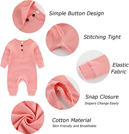 MAMIMAKA recém-nascido bebê Macacão para pijama de peça única de algodão sem pés macacão para crescimento de bebê de 0 a 18 meses, pacote com 2