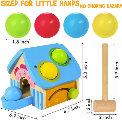 HELLOWOOD Casinha de Bolas e Martelo de Madeira 1+ anos