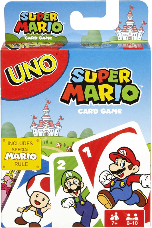 UNO Super Mario Card Game Animated Character Collector Deck 112 Cards com imagens de personagens, presente para crianças de 7 anos de idade e acima, DRD00