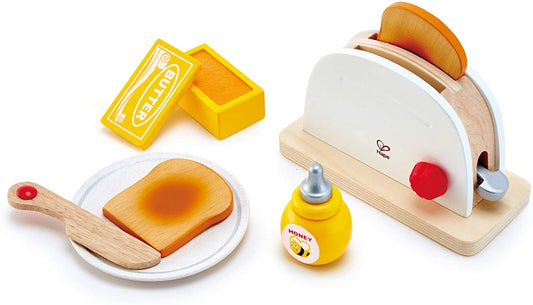 Hape - Conjunto de torradeira Pop Up - Acessórios de madeira para cozinha