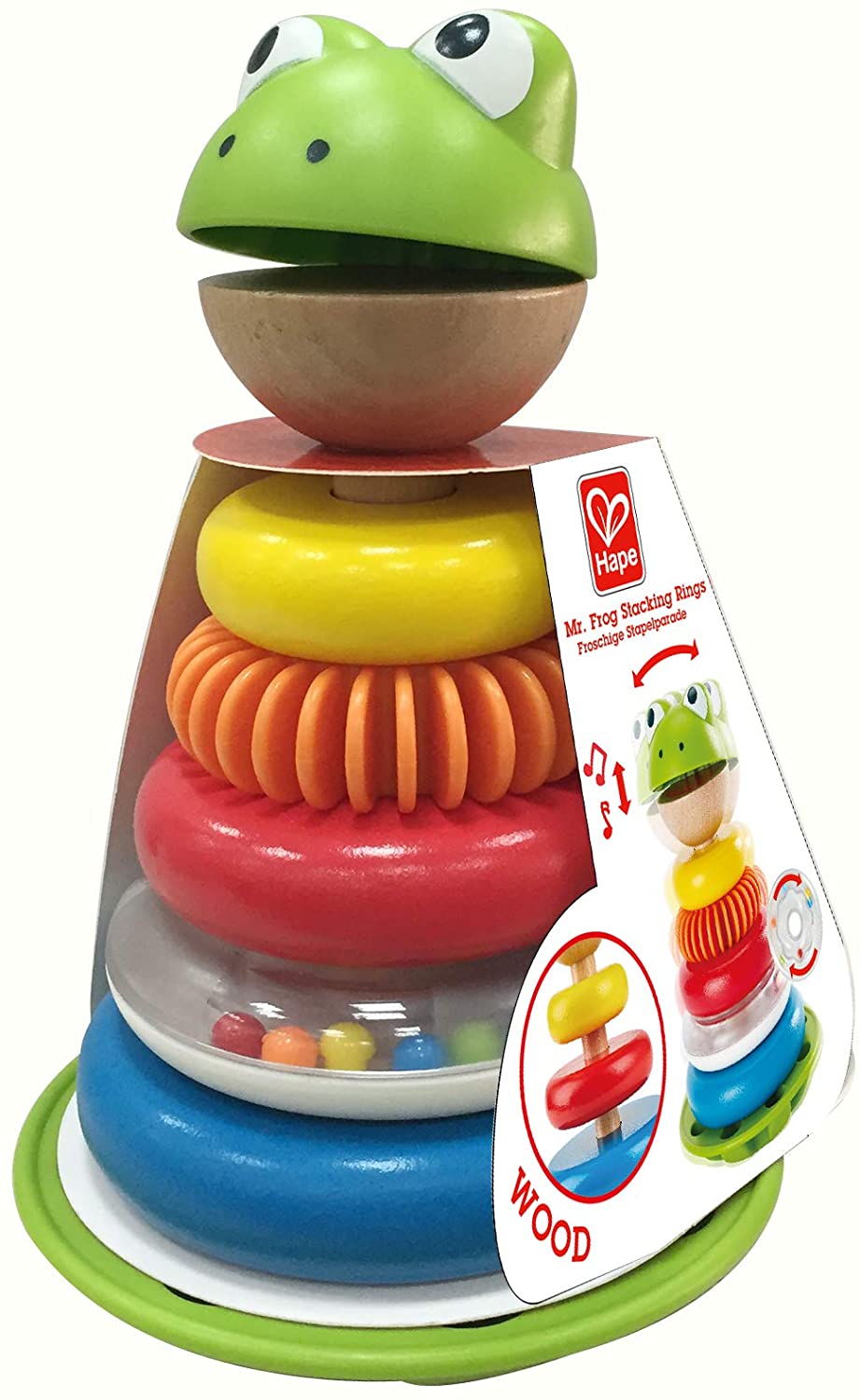 Hape - Mr Frog Stacking Rings - Brinquedo de atividades para crianças