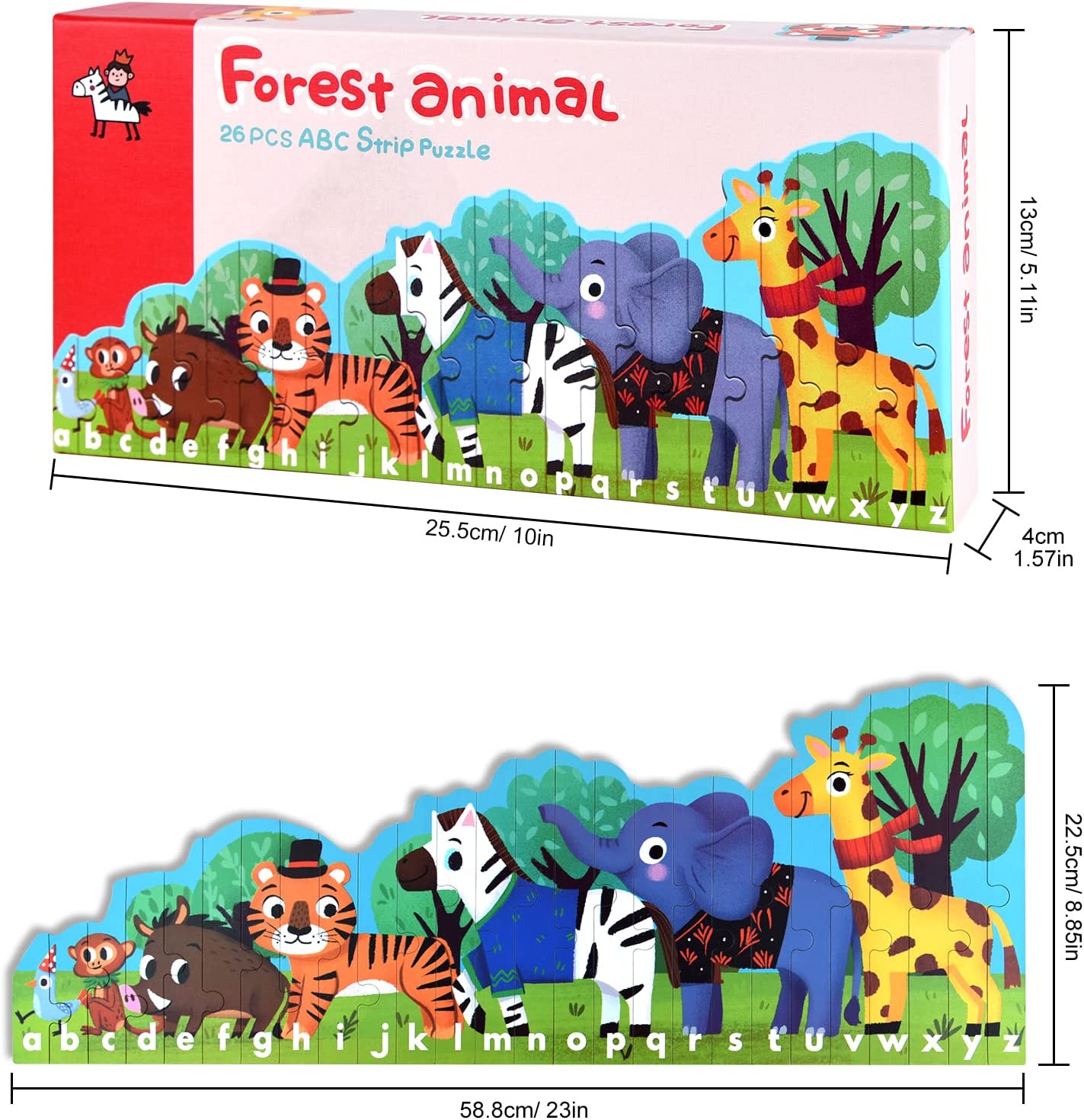 ELECLAND - Quebra-cabeça Animal De Madeira ABC Letras - 26 pcs - 3+