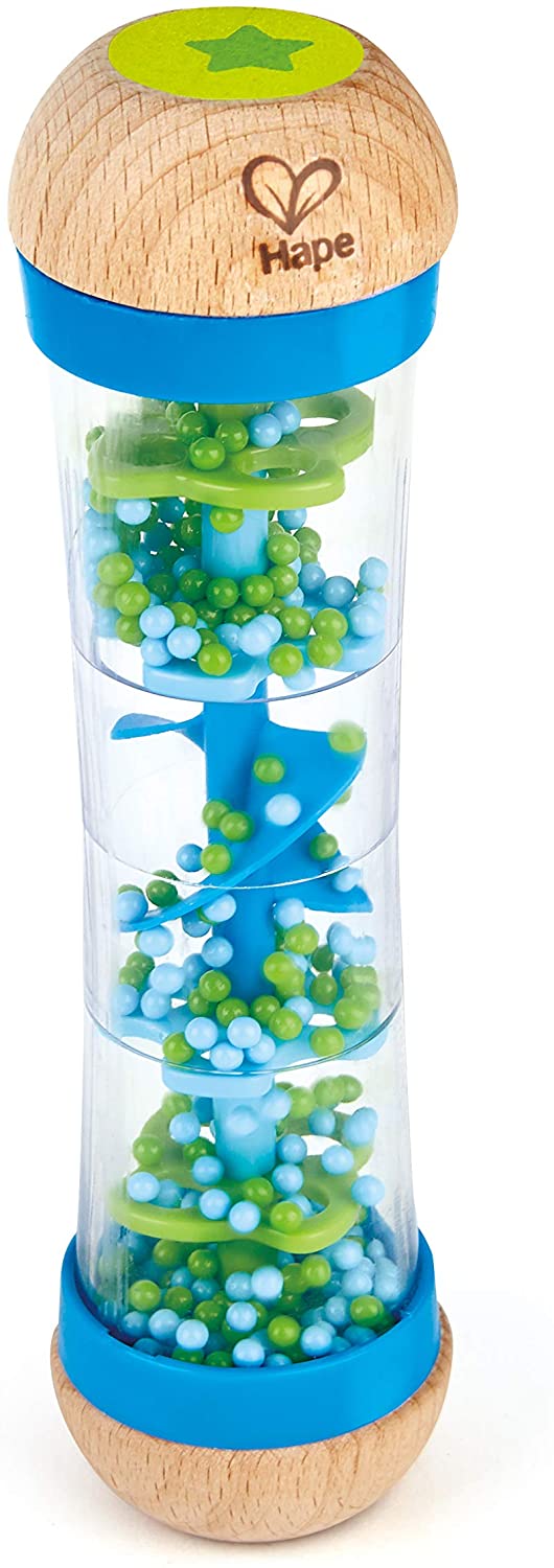 Hape - Gotas de lluvia con cuentas - Instrumento musical y sonajero - Azul