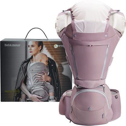 Bebamour - Canguru de Transporte de Bebê - 3 babadores - Dobrável - Air Pink