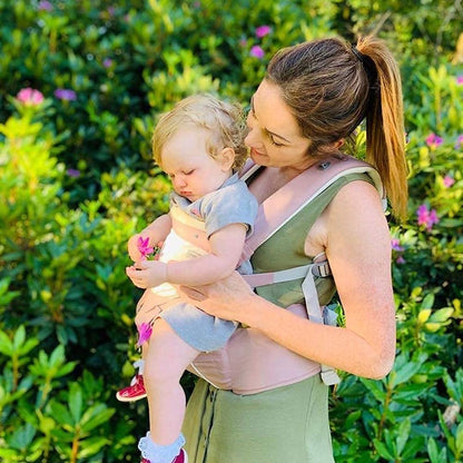 Bebamour de bebê Carrinho 3-36 meses 6 em 1 assento de quadril com 3 almofadas de baba (carrinho de bebê, rosa empoeirado)