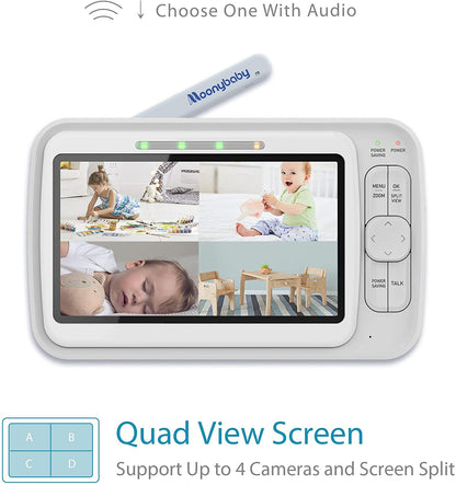 Monitor de bebê Moonybaby QuadView 60 com câmeras remotas Pan Tilt