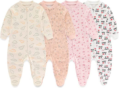 MAMIMAKA Pijamas unisex para bebé recién nacido, pijamas de algodón con cremallera de 2 vías para dormir y jugar, edades de 4,0 a 18 meses