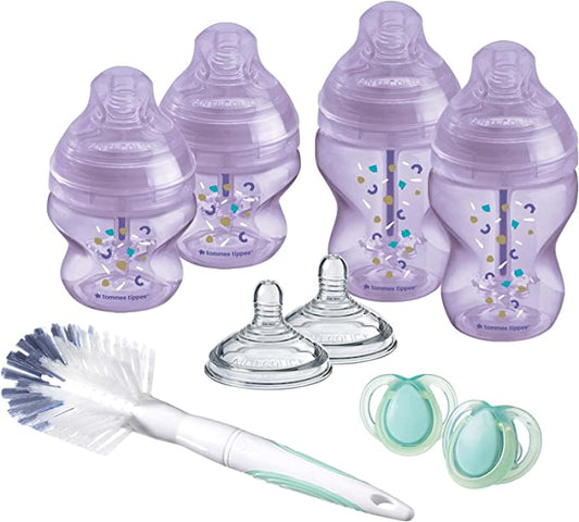 Tommee Tippee - Kit Inicial Mamadeiras Anti-cólicas Kit com 9 peças - Roxo