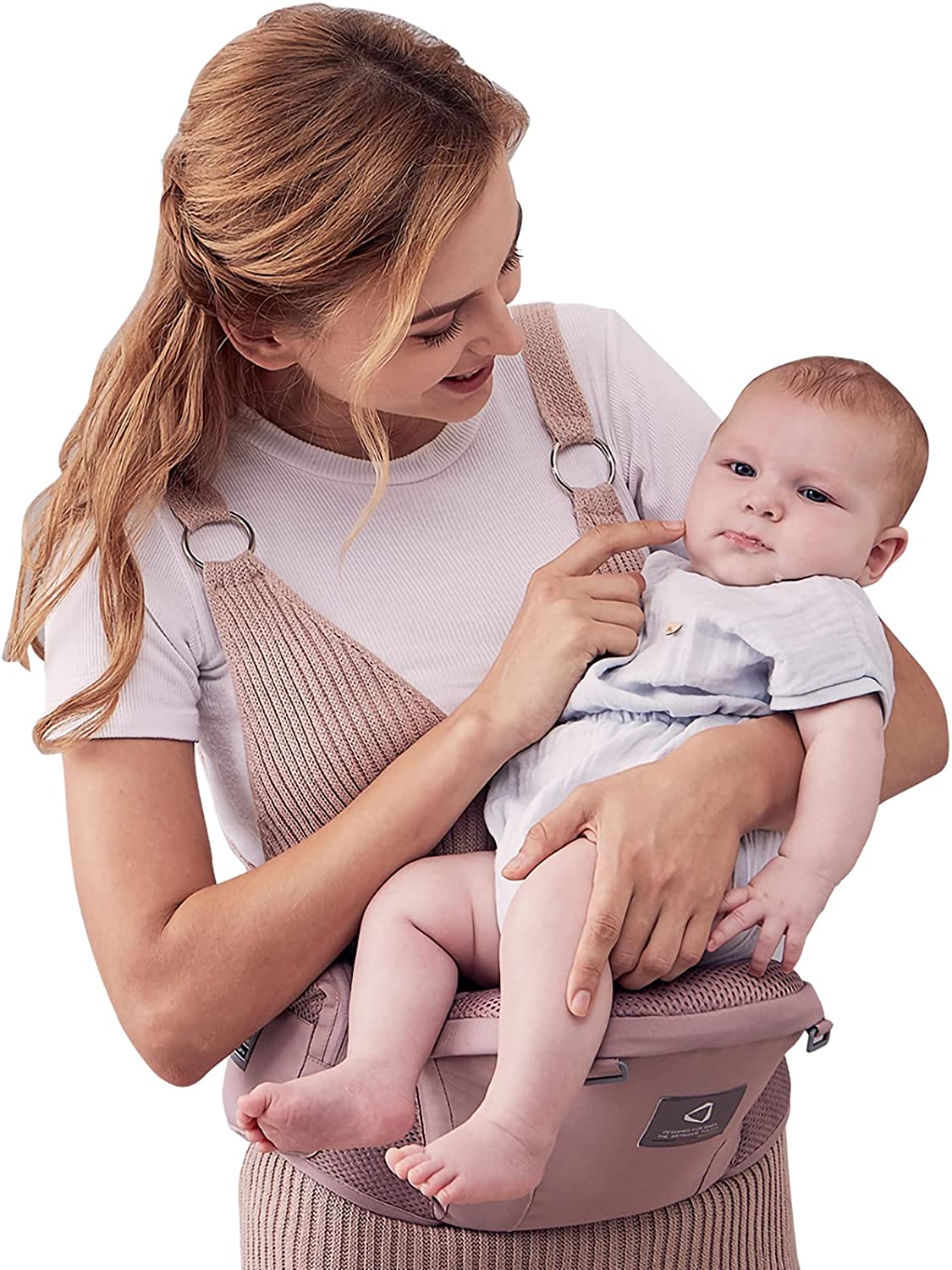 Bebamour de bebê Carrinho 3-36 meses 6 em 1 assento de quadril com 3 almofadas de baba (carrinho de bebê, rosa empoeirado)